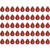 Shapenty Enamel Ladybug Pendant Decorative Charms with Gold Back Bulk for Earring Necklace Bracelet Keychain Jewelry Making Christmas Ornament Wedding Party Favors Halloween Decor, 50PCS