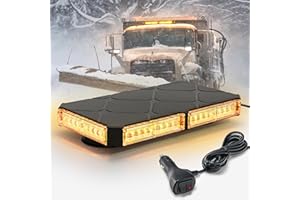 ELECHOI 12 Inch Roof Top Beacon Emergency Strobe Lights w/Magnetic Base, Mini LED Warning Traffic Hazard Caution Light Bar for Construction Work Trucks Towing Vehicles Snow Plow (Amber)