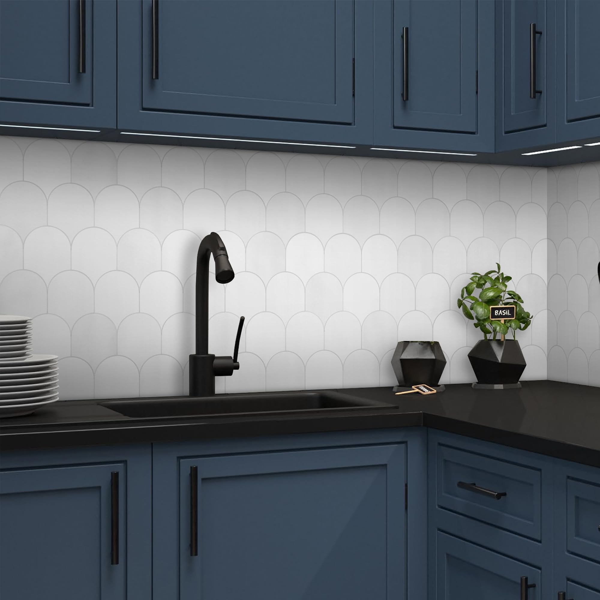 SUNWINGS Fish Scale Peel and Stick Backsplash Tile