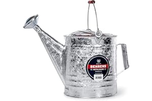 Behrens Weatherproof Hot Dipped Galvanized Steel Watering Can with Wooden Handle and Side Handle for Watering Flowers and Gardens, Gray.