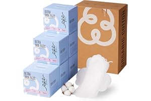 RPE LIFE 100% Organic Pads for Women, Ultra Thin Feminine Pads with Wings, Unscented Period Pads, Regular Absorbency Sanitary Pads, Organic Cotton Pads Menstrual (Regular, Size 3, 108 Count)