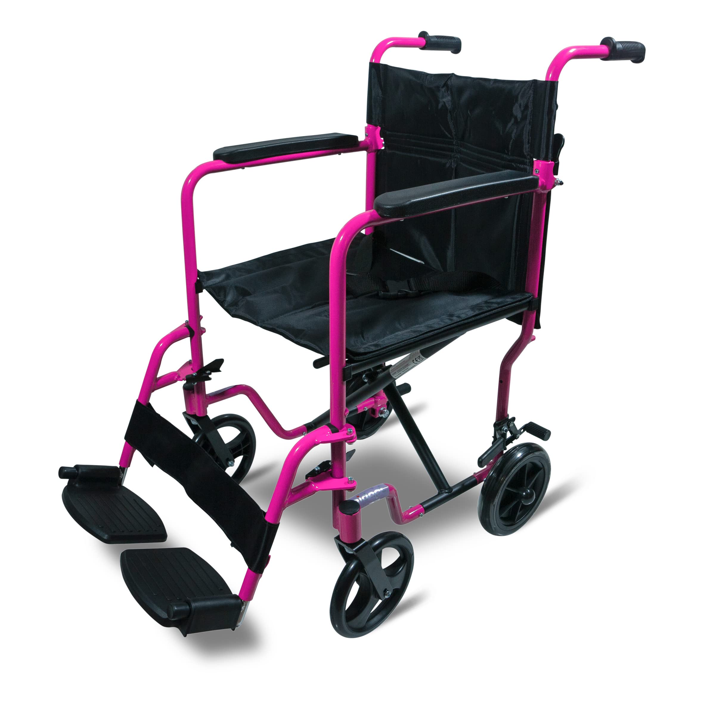 Aidapt Folding Lightweight Attendant Propelled Aluminium Wheelchair with Brakes, Lap Strap, Removable Foot Rests. Ideal for Every Day Use Indoors and Outside