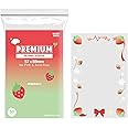 Mandu Deco Strawberry Frame Sleeve, Polypropylene Card Protector for Kpop Album Photocards, PVC Free and Acid Free, 50 Sleeves Per Pack (57x88mm)
