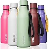BJPKPK Insulated Water Bottles, 18 oz Stainless Steel Metal Water Bottle with Strap, BPA Free Leak Proof Jugs, Mugs, Flasks, Reusable Thermal Flasks for Sports & Travel, Macaron Green
