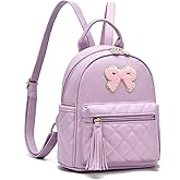 I IHAYNER Mini Backpcak for Girls Small Bowknot Quilted Leather Backpack Purse for Women Cute Trendy Stuff Gifts for Kids (Pure Purple)
