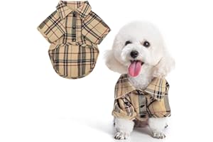 PUPTECK Plaid Dog Shirt, Cute Puppy Cat Polo T-Shirt, Soft Pet Clothes Outfit for Small Medium Dogs, Costume M