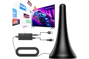 QIRUOZ TV Antenna for Smart TV, Indoor Antenna for Local Channels, Long Range Reception, Supports 4K 1080p HD, Amplified Signal Booster, 9.84FT Coax Cable, Easy Installation