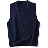 Blostirno Women's Sweater Vest V Neck Knit Pullover Vests Trendy Solid Knitwear Sleeveless Sweaters Tops