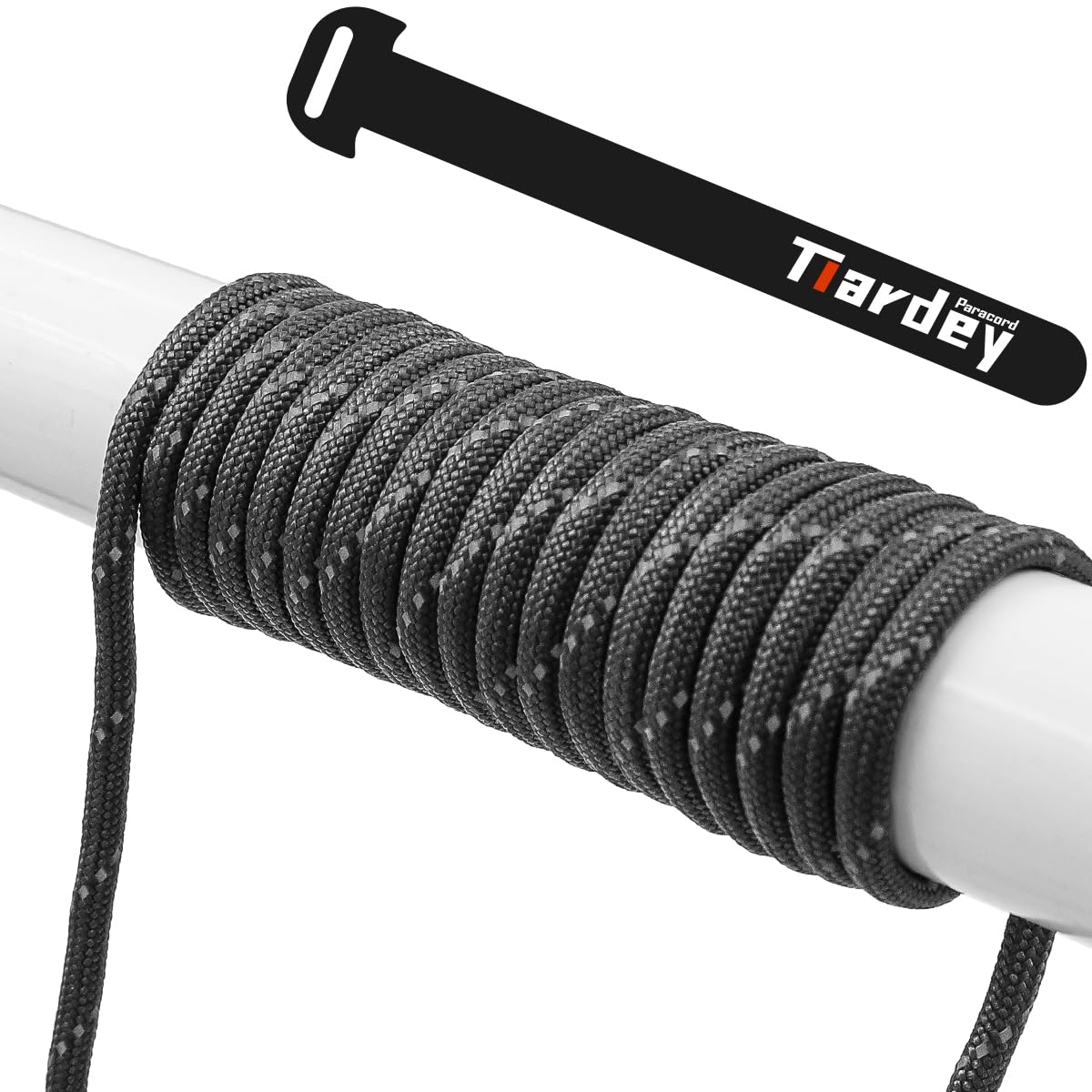 Tiardey PPR-016 Reflective Paracord 4mm 100ft (31m) 7 Core Strand,Tear-resistant,Nylon Cord,Mil Spec Type III Paracord,Holds up to 250kg for Outdoor Survival Camping