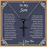 IEFLIFE Cross Necklaces Gifts for Men, Silver/Black/Gold Cross Necklace Box Chain Necklace for Men, Fathers Day Christmas Religious Baptism Christian Gift for Dad Son Boyfriend Husband Step Dad
