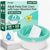 Stazilix Bedside Commode Liners with Absorbent Pads, 100 Liners + Pads, | FSA / HSA Eligible, Leak Proof, for Elderly, Adults and Seniors