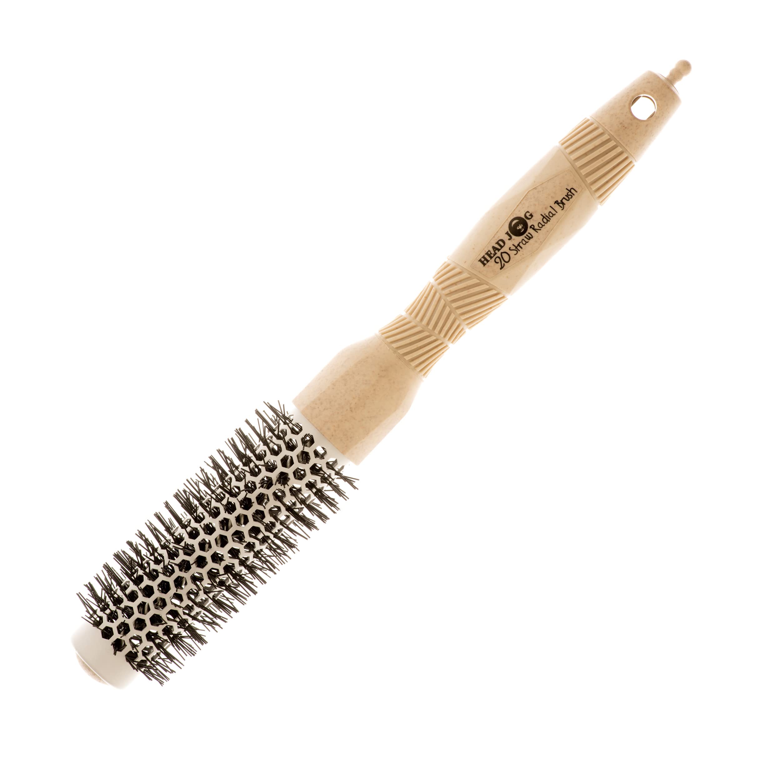Head Jog 25mm Straw Radial Brush – Ceramic Coated Barrel & Ionic Round Brush for Hair, Blow Dry Hair Brush for Volume, Curling, Smoothing and Shine for All Hair Types