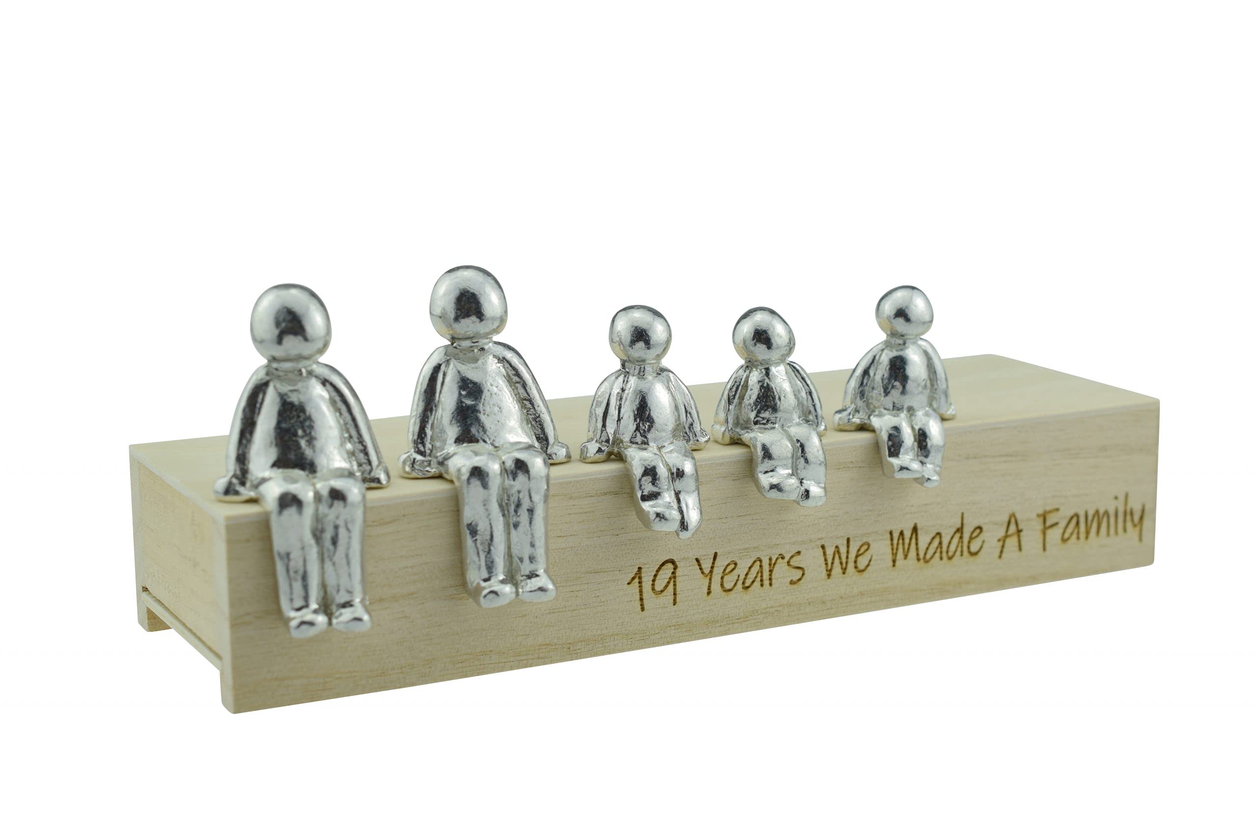 Pirantin 19th Anniversary Idea - 19 Years We Made A Family Metal Ornament - Choose Your Family Combination Box & Woodgrain May Vary(3 Children)