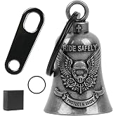 Fanhostco Motorcycle Bell Guardian Angel Gremlin Biker Bells for Riders | Good Luck Bells for Motorcycles with Gift Box, 2 Key Chain Ring