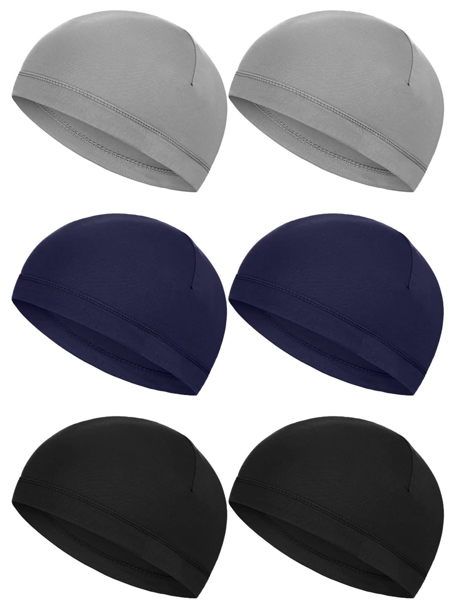 Photo 1 of Boao 6 Pieces Skull Caps Helmet Liner Sweat Wicking Thermal Running Beanie Cycling Skull Caps for Men Women(Gray, Navy Green, Black)