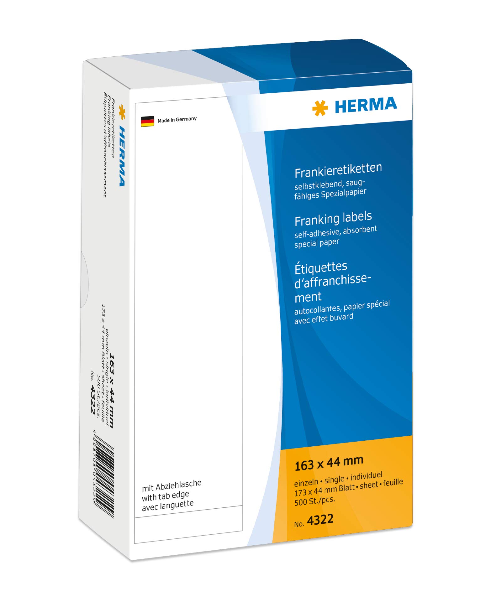 Herma 163 x 44 mm Franking Labels with Tab Edge (Pack of 500) — image 1