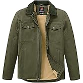 Rdruko Men's Winter Workwear Jackets, Sherpa Detroit Barn Trucker Fleece Jacket 5 Pockets Full Zip Heavy Warm Cotton Coats