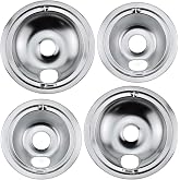WB31T10010 WB31T10011 Chrome Range Drip Pans by Blutoget- Electric Stove Drip Pans Fit for GE Hotpoint Ken-more Electric Range with Locking Slot-Includes 2 6-Inch&amp;2 8-Inch -4 Pack(Chrome Plated Steel)