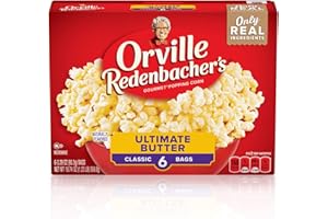 ORVILLE REDENBACHER'S Orville Redenbacher’s Microwave Popcorn, Ultimate Butter Flavor, 3g Fiber Per Serving, Movie Night Supplies, 3.29 oz., 6-Count