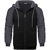 GEEK LIGHTING Men’s Fleece-Lined Zip Up Hoodie, Thick Hooded Jacket Winter Warm Athletic Sweatshirt