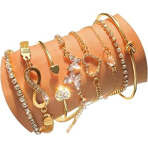 IFKM Stackable Bracelets for Women Bangle Chain Cuff Bracelet Set