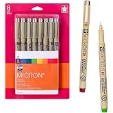 Sakura Pigma Micron Fineliner Pens, 01 Tip, Assorted Colors, 8 Count | Color Pen Set for Drawing, Illustration and Journaling, Waterproof, Fade-Resistant, Bleed-Free, Archival Ink