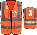 AYKRM Personalised Hi Vis Safety Vest 21 Colors Zipper Pockets EN20471 view 1