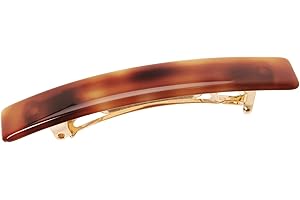 France Luxe Luxury Rectangle Barrette, Tortoise - Classic French Design for Everyday Wear