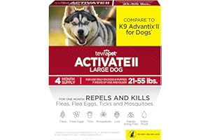 TevraPet Activate II Flea and Tick Prevention for Dogs | 4 Count | Large Dogs 21-55 lbs | Topical Drops | 4 Months Flea Treatment