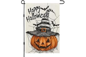 CROWNED BEAUTY Halloween Jack O'Lantern Garden Flag 12x18 Inch Double Sided for Outside Small Holiday Yard Decoration