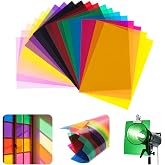 20pcs Color Correction Light Gel Filters, 11.7 x 8.3 Inches Transparent Color Film Sheets for LED Light, Photography Lighting, Flash, Studio Equipment &ndash; 10 Colors for Mood Lighting, Photo, Video