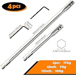 4 Pieces 1/4 Extension Drill Bit Set Wood Spade