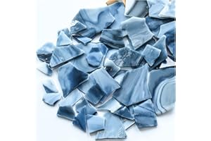 SMANTA Iridescent Grey Series Cathedral Mosaic Glass Sheets Materials, 7oz Mosaic Tiles Opaque Glass Scraps Pieces for Mosaic Art Crafts