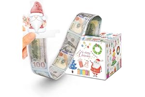 JWSCYSY Christmas Money Box for Cash Gift Pull, Money Holder Cash Gift for Kids Adults, DIY Fun Holiday Cash Box, Surprise Gift Box for Parents, Lovers and Friends, Includes 50Pcs Transparent Bags (White)