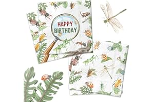 CMUSKO Bugs Birthday Party Decorations-40Pcs Bugs Themed Napkins Kids Happy Birthday Disposable Paper Napkins Insect Party Supplies