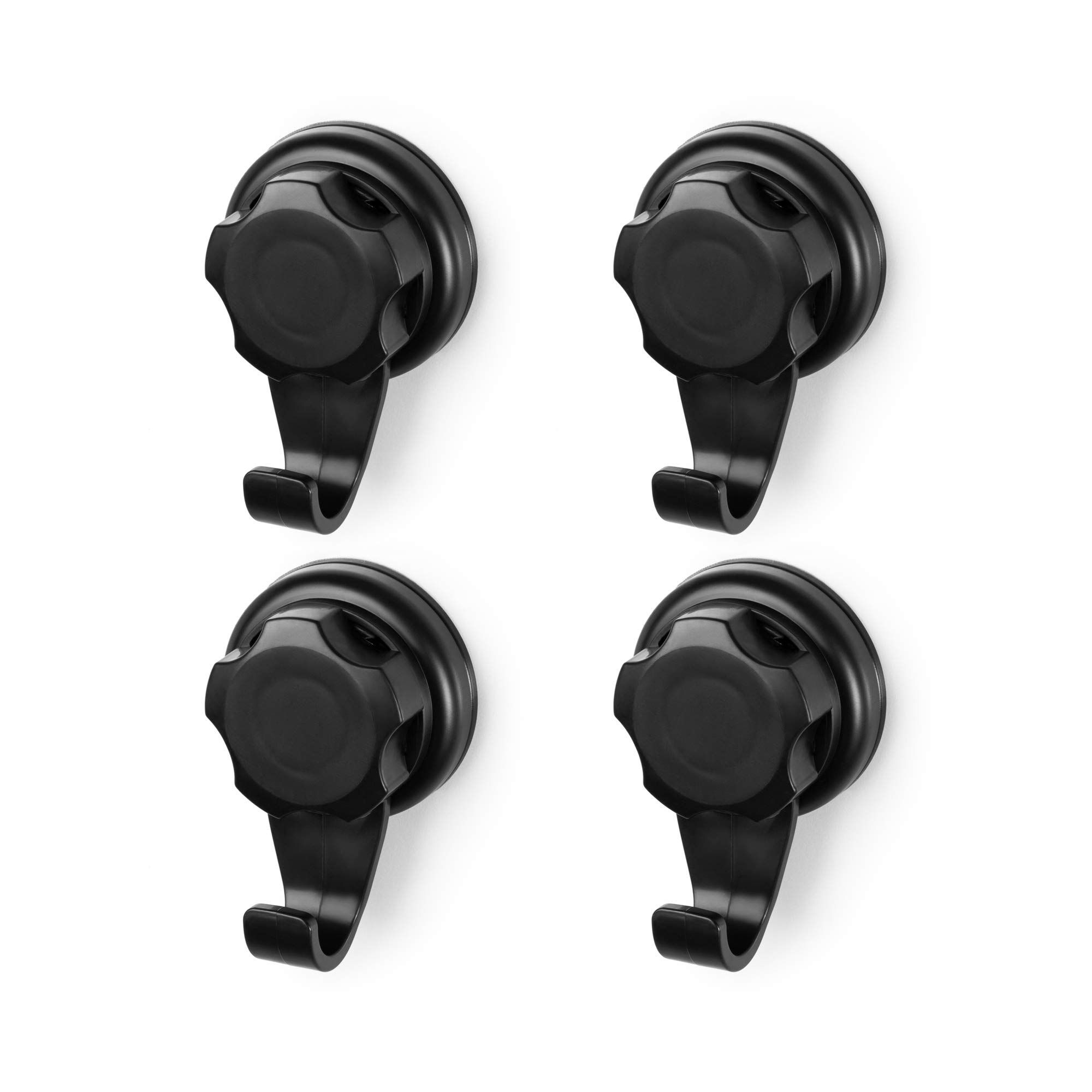 Compactor Bestlock Black Hooks Set of 4 - Easy Installation, Rustproof and Waterproof - Ideal For Bathroom and Kitchen Organization
