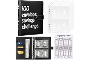 AURDEAYI 100 Envelopes Money Saving Challenge Binder, Reusable Budget Binder Kit, A5 Savings Challenges Book with Cash Envelopes & Laminated Tracker, Gifts for Women, Men, Children(Black)