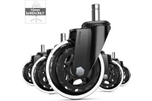 WASJOYE Home Office Chair Wheels for IKEA Chair, Set of 5 Rolling Chair Replacement Casters, Heavy Duty Gaming Computer Desk Rubber Casters for Hardwood Tile Carpet Floor Protection