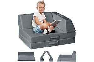 FODOSS Modular Kids Play Couch, Kid Sofa with Washable Velvet Covers, Modular Kids Couch for Toddlers, Mini Floor Sofa in Decor,Convertible Foam Sofa for Bedroom Playroom,Child Sectional Sofa for Fort Play