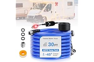 GEARBONE Heated Water Hose for RV 30FT x 5/8", -45°F Anti-Freeze Drinking Water Hose with Auto Thermostat, 25mm Thick Upgrade, Durable & Flexible, Anti-Burst Design, US Standard Leak-Free Fittings