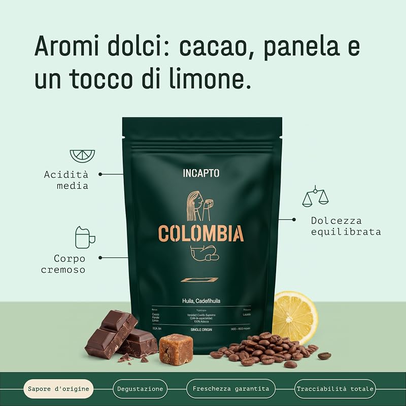 Caffè in Grani di Specialità 1kg | Origine Colombia | 100% Arabica | +80 punti SCA | Tostatura Naturale e Artigianale | Caffè Grani Naturale | Finca Huila, Cadifihuila