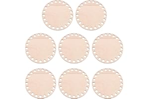PATIKIL 4" Diameter Crochet Basket Bottom, 8Pcs Round Blank Crochet Knitting Wooden Base for DIY Craft Weaving Basket Making Supplies Home Decoration, Brown