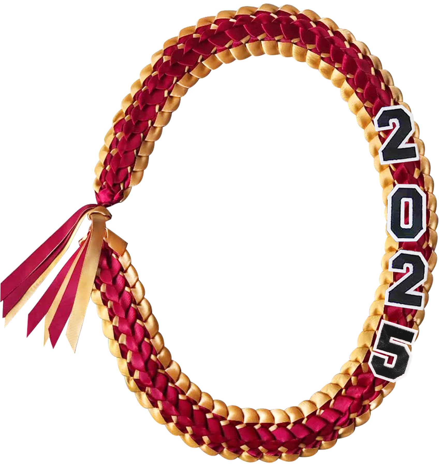 Yamamine Graduation Ribbon Lei Graduation Leis Necklace Class of 2025 Graduation Necklace Braided Necklace Accessories for High School and College,Maroon and Gold