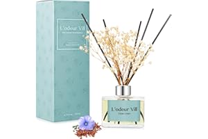 L'odeur Vill Reed Diffuser Set, 6.7 oz(200ml) Clean Linen Scented Diffuser with 6 Oil Diffuser Sticks, Home Fragrance Essenti