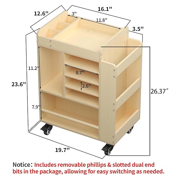 ART CART ROLLING WOOD, ARTS AND CRAFTS SUPPLY ORGANIZER, MULTI-FUNCTIONAL STORAGE CABINET CRAFTS, DIY UTILITY CART WITH PAPER STORAGE SHELF, ART SUPPLY HOLDER FOR CLASSROOM, OFFICE, BEDROOM