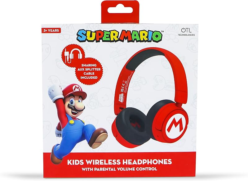 AURICULARES INFANTILES INALÁMBRICOS SUPER MARIO LOGO BLUETOOTH PLEGABLES — foto 2 de 8