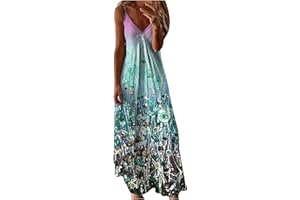 Cbcbtwo Summer Dresses for Women 2023,Sleeveless Boho Sundress Casual V-Neck Long Dresses Hawaiian Beach Dress for Vacation