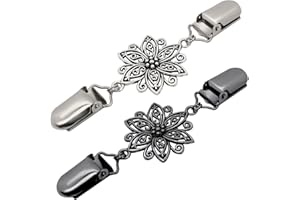 Frutain 2 Pcs Dress Waist Clip for Shawl Cardigan Sweater Clothes Pant Tightener（Black and Sliver