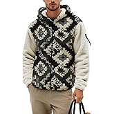 BIVENANT Mens Fleece Lined Jacket Zip up Winter Coat with Hood Aztec Vintage Cowboys Graphic Hoodies Cardigan Outerwear