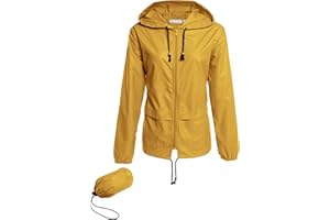 Avoogue Raincoat Women Lightweight Waterproof Rain Jackets Packable Outdoor Hooded Windbreaker